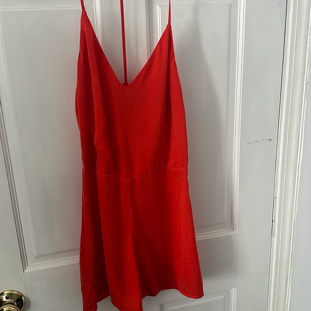 Orange satin Romper